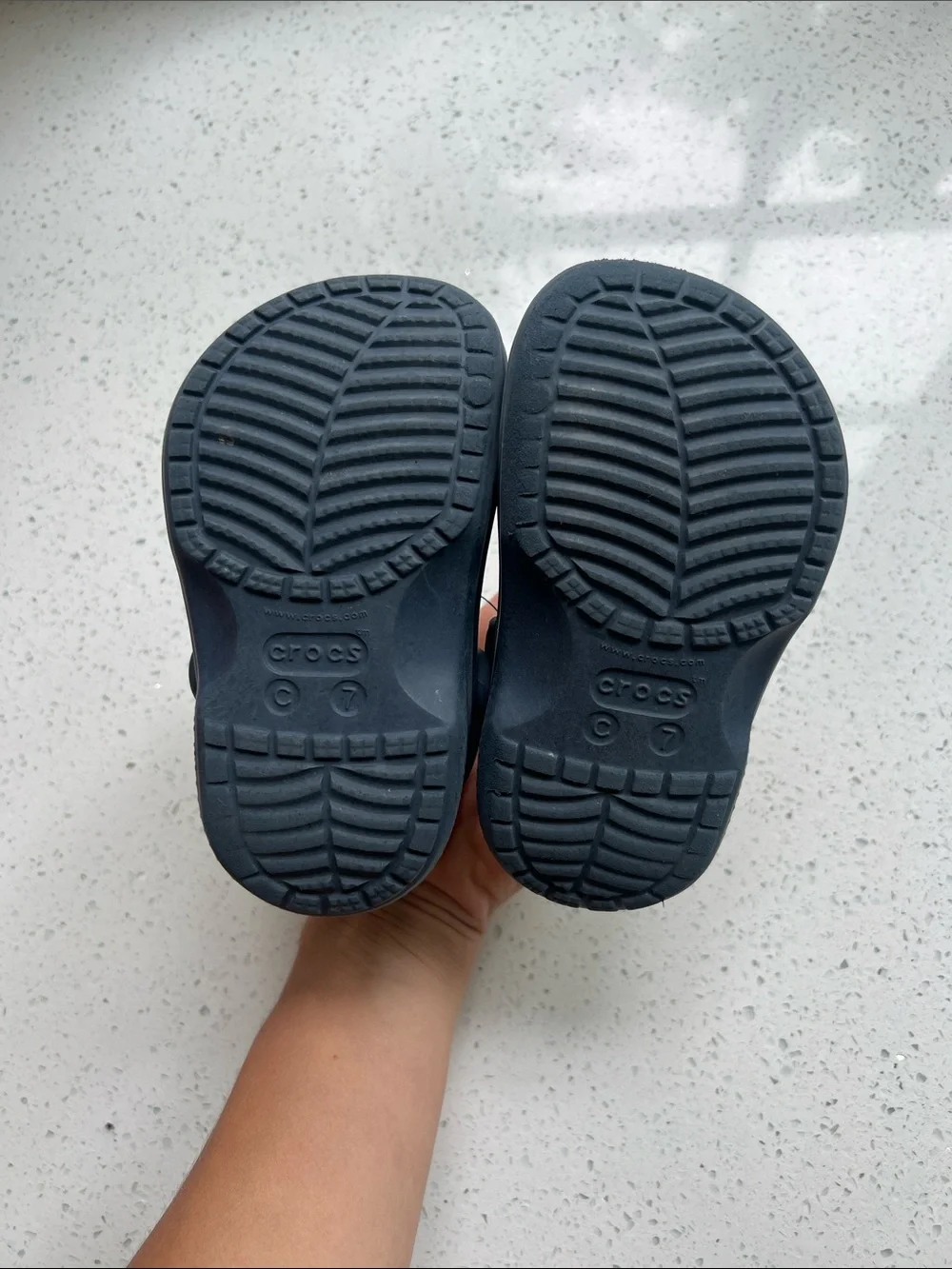 CROCS Kids Fuzzy-Lined Navy Slip-On Clogs